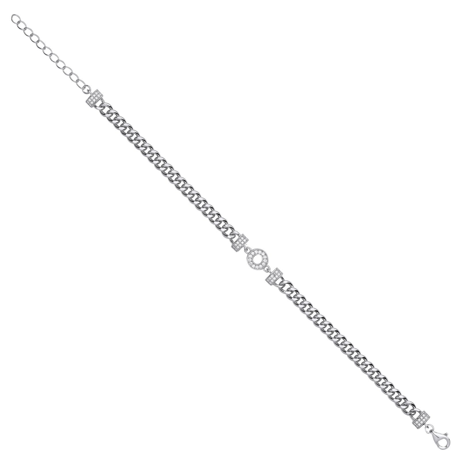 Silver Circle of Life Cubic Zirconia Ladies Curb Bracelet - Fine Bracelet - Certified Authent – Luxury Jewellery by Im